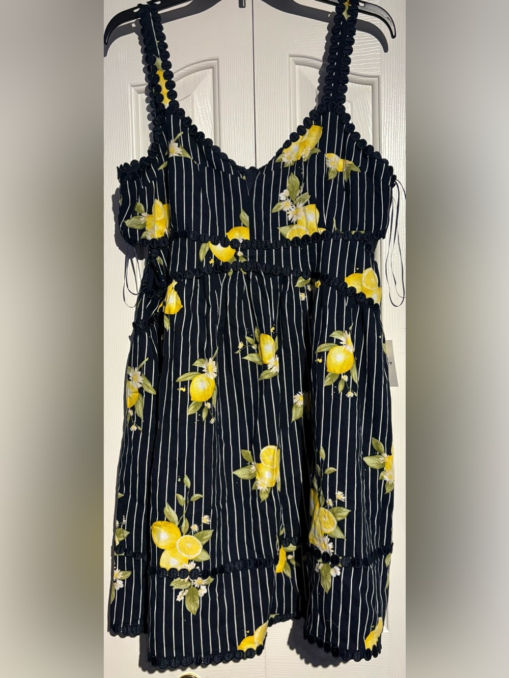 Ellen Tracy Navy Dress with Yellow Lemon Print